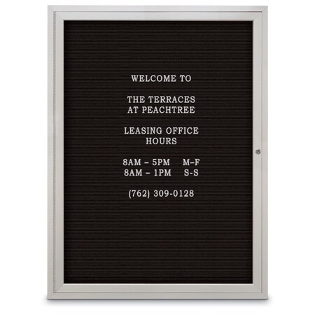 United Visual Products 60"x36" 2-Door Enclosed Outdoor Letterboard, Black Felt/Satin UV1162D-SATIN-BLACK
